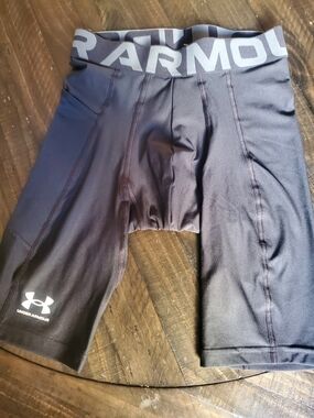 Under Armour Black Performance Compression Shorts with Gray Waistband